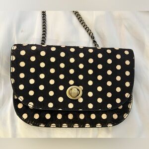Anthropologie Leanna Calf Hair Chain Crossbody Polka Dot